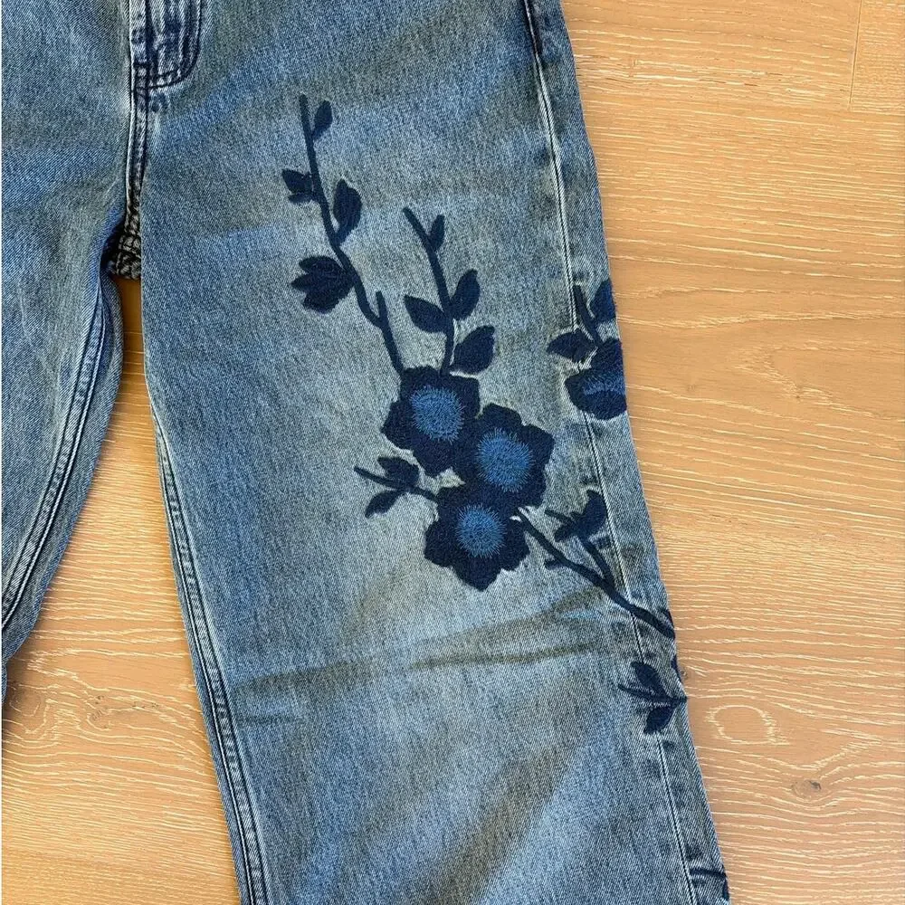 Princess Polly Jeans Patchwork Floral Sisterhood Size US 4 Blue - Picture 4 of 6
